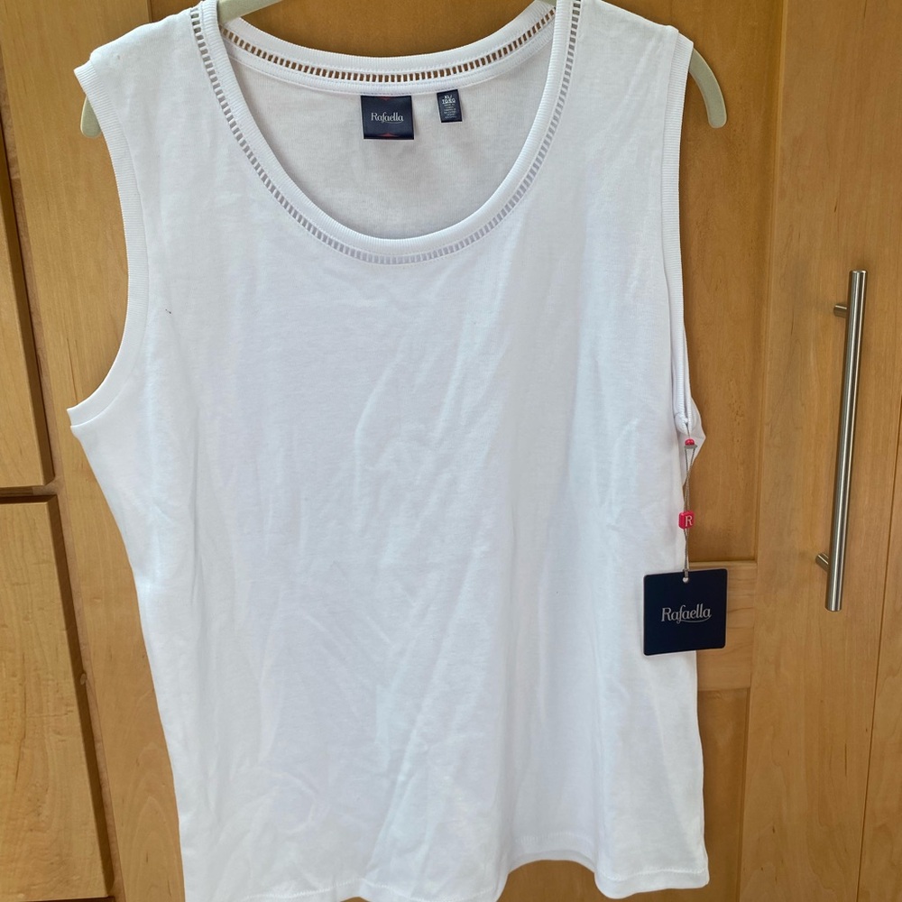 Rafaella White Boxy Sleeveless Tank Top